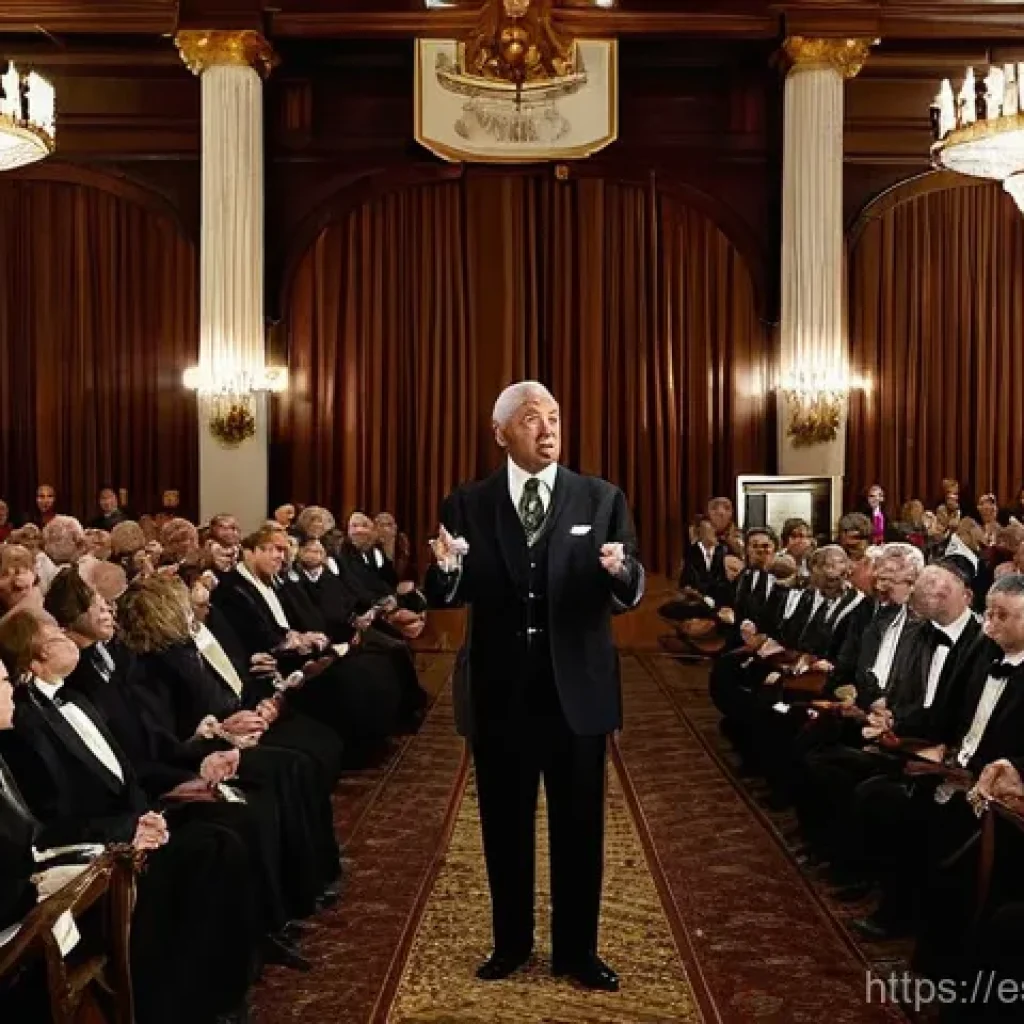 경매사 실기시험 평가 항목과 기준 - **A master auctioneer captivating an audience in a grand, historic auction hall.**
    *   **Descrip...