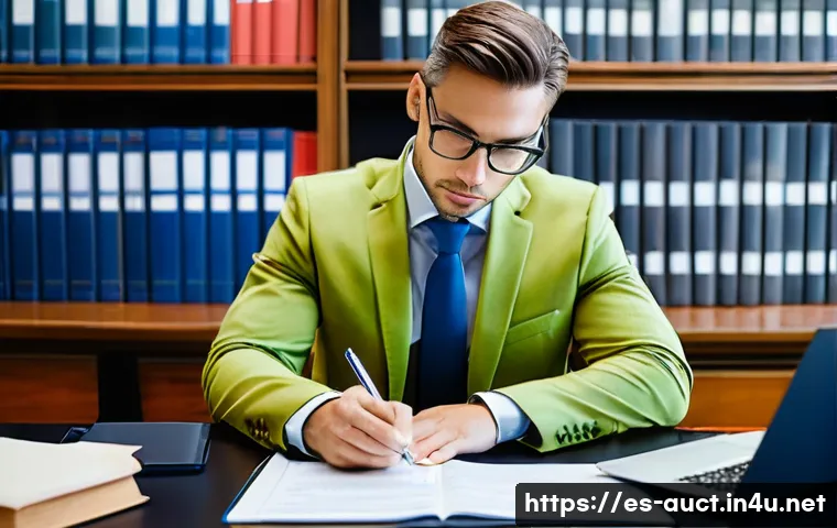 경매사 시험장에서 발생할 수 있는 문제 대비 - **Prompt:** A highly focused, professional-looking adult (male or female) sits at a modern, organize...