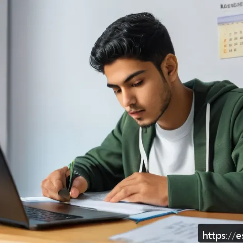 경매사 시험 준비 중 놓치기 쉬운 부분 - A focused young adult Hispanic student studying at a tidy desk with Spanish-language legal textbooks...
