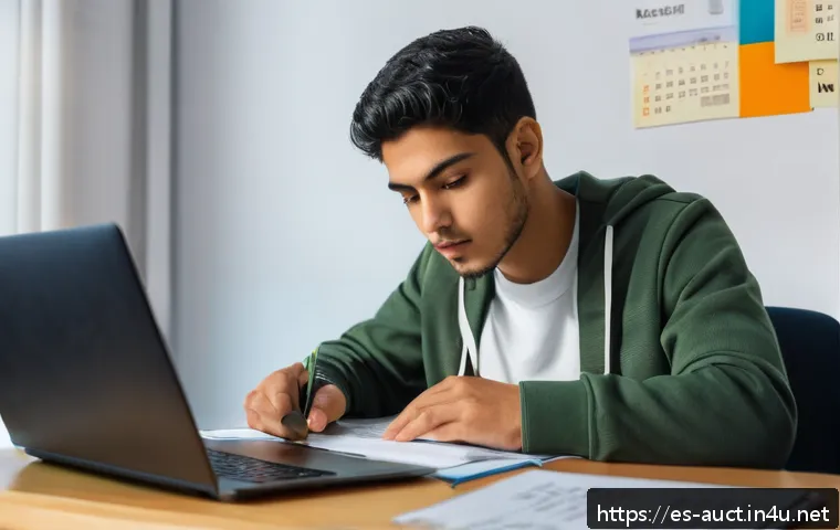 경매사 시험 준비 중 놓치기 쉬운 부분 - A focused young adult Hispanic student studying at a tidy desk with Spanish-language legal textbooks...