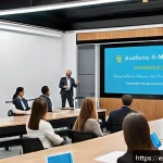 Home 18 경매사 관련 학습 자료의 최신 트렌드 분석 - A modern digital classroom setting focused on auctioneer training, featuring a diverse group of prof...