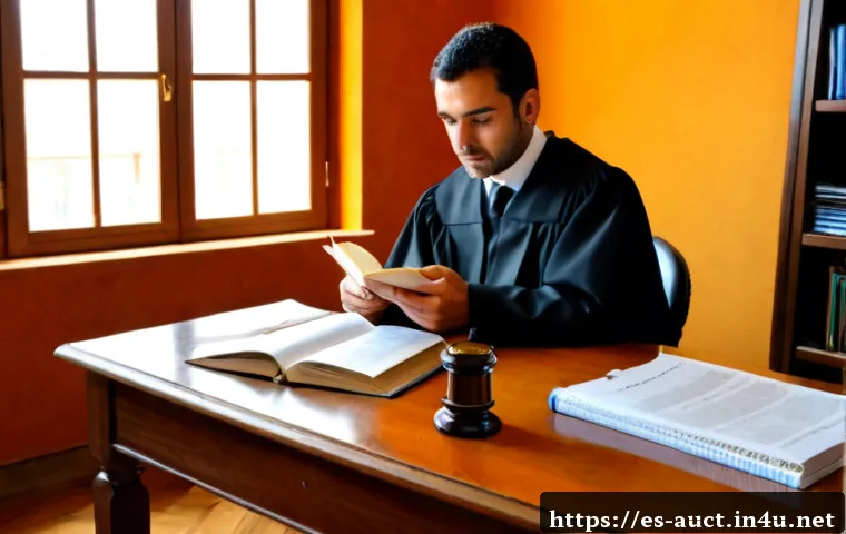 경매사 필기시험에서 중요한 법률 주제 - Photorealistic legal study scene for a Spanish-speaking auctioneer licensing exam: a focused adult s...